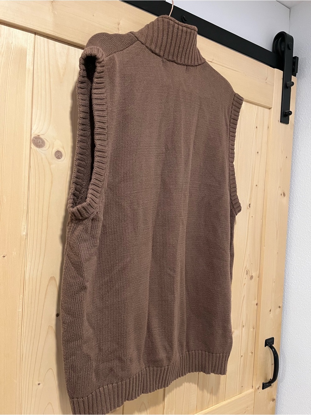 Oscar de la Renta Brown Zip-Up Knit Vest with Sherpa Trim XL - Picture 7 of 8